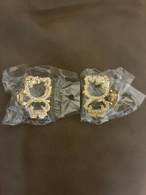 Hello Kitty Inspired Gold Rhinestone Kids Hair Clips - Set of 2